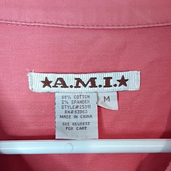 Ami Peachy Orange Coral Shabby Chic Western Jacket w/ Lace Collar Trim M - Picture 4 of 10